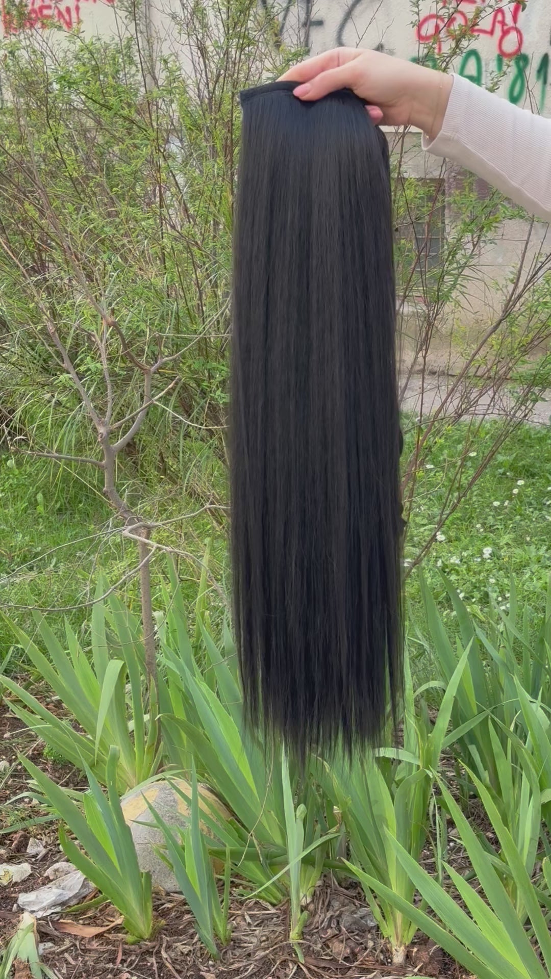 Crni, ravni, Rep na čičak trakicu, 75cm